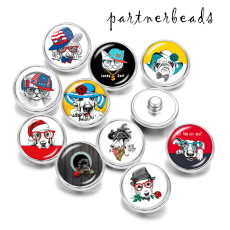 20MM  Dog  Print  glass snaps buttons