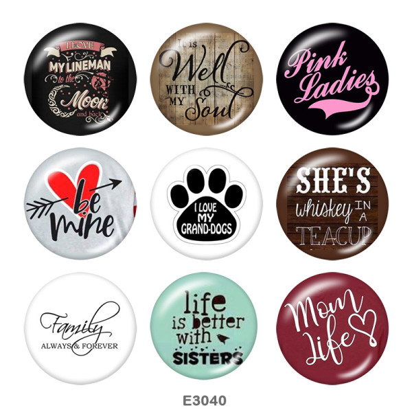 20MM  Faith   Print   glass  snaps buttons