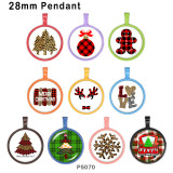 10pcs/lot Christmas  glass picture printing products of various sizes  Fridge magnet cabochon