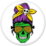 20MM  skull  Print  glass snaps buttons