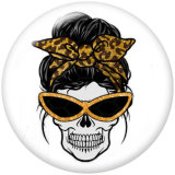 20MM  skull  Print  glass snaps buttons