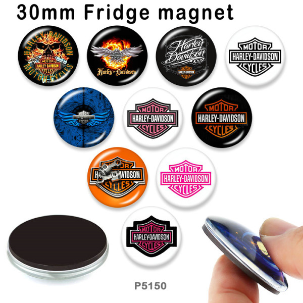 10pcs/lot motorcycle Car  glass picture printing products of various sizes  Fridge magnet cabochon