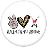 20MM  Peace love  Pugs  Print  glass snaps buttons