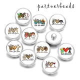 20MM Peace love  Baseball  Print  glass snaps buttons