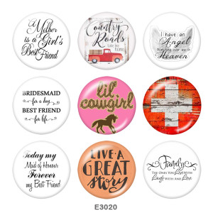 20MM  Cross   Print  glass snaps buttons