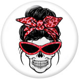 20MM  skull  Print  glass snaps buttons