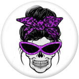 20MM  skull  Print  glass snaps buttons