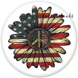 20MM USA Peace Love America 4th Of July   Print   glass  snaps buttons