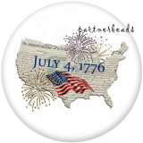 20MM USA Peace Love America 4th Of July   Print   glass  snaps buttons