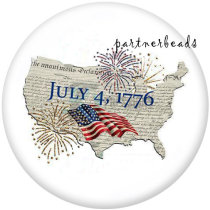 20MM USA Peace Love America 4th Of July   Print   glass  snaps buttons