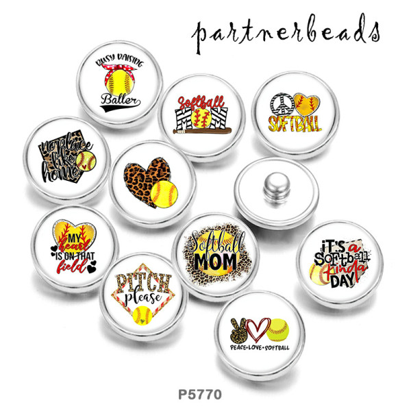 20MM softball MOM  Print   glass  snaps buttons