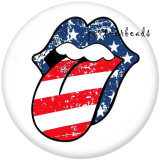 20MM  USA 4th Of July  Peace Love Docs  Print   glass  snaps buttons