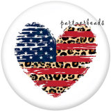 20MM   USA 4th Of July  Love   Print   glass  snaps buttons