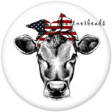 20MM  USA 4th Of July  Peace Love Docs  Print   glass  snaps buttons