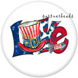 20MM  USA 4th Of July  Peace Love Docs  Print   glass  snaps buttons