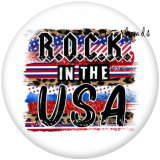 20MM  USA 4th Of July  Peace Love Docs  Print   glass  snaps buttons