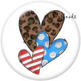 20MM USA Peace Love America 4th Of July   Print   glass  snaps buttons