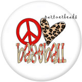 20MM  Baseball MOM  Print   glass  snaps buttons