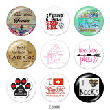 20MM  Cross  Print   glass  snaps buttons