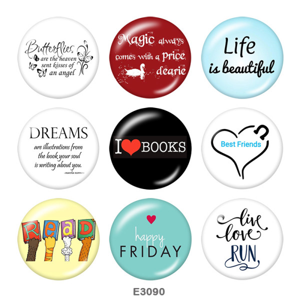 20MM  Happy Firday  Print   glass  snaps buttons