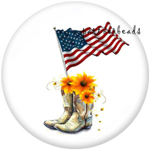 20MM  Love  USA   Print   glass  snaps buttons