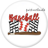 20MM  Baseball MOM  Print   glass  snaps buttons