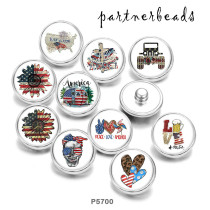 20MM USA Peace Love America 4th Of July   Print   glass  snaps buttons