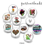 20MM  Love  USA   Print   glass  snaps buttons