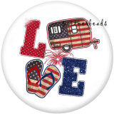 20MM   USA 4th Of July  Love   Print   glass  snaps buttons
