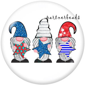 20MM  Peace Love  USA 4th Of July  Print   glass  snaps buttons
