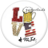 20MM USA Peace Love America 4th Of July   Print   glass  snaps buttons