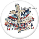 20MM USA Peace Love America 4th Of July   Print   glass  snaps buttons