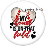 20MM  Baseball MOM  Print   glass  snaps buttons