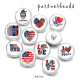 20MM   USA 4th Of July  Love   Print   glass  snaps buttons