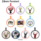 10pcs/lot Christmas elk glass picture printing products of various sizes  Fridge magnet cabochon