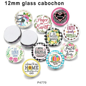 10pcs/lot faith glass picture printing products of various sizes  Fridge magnet cabochon