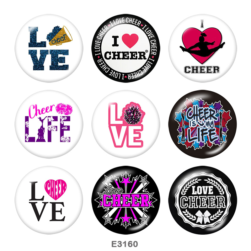 20MM Dance I Love Cheer Print glass snaps buttons