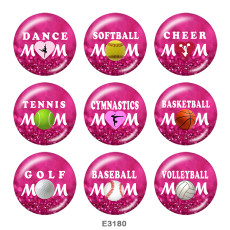 20MM  Dance CHEER SPORTS MOM  Print   glass  snaps buttons