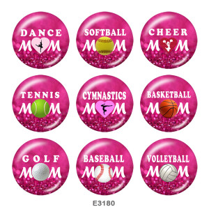 20MM  Dance CHEER SPORTS MOM  Print   glass  snaps buttons