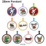 10pcs/lot Christmas elk glass picture printing products of various sizes  Fridge magnet cabochon