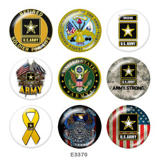 20MM  USA  Navy  Print  glass  snaps buttons