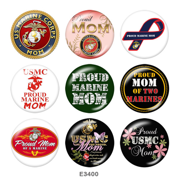 20MM  Usmc  Print  glass  snaps buttons