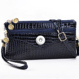 Snaps Crocodile pattern Straddle handbag multi function bag fit 18mm snap button jewelry