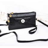 Snaps Crocodile pattern Straddle handbag multi function bag fit 18mm snap button jewelry