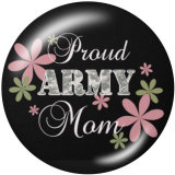 20MM  Army  MOM  Print  glass  snaps buttons