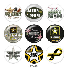 20MM  Army  MOM  Print  glass  snaps buttons
