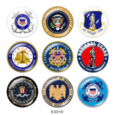20MM  USA  Navy  Print  glass  snaps buttons