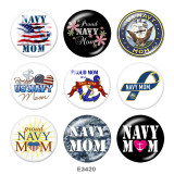 20MM  Navy  MOM  Print  glass  snaps buttons