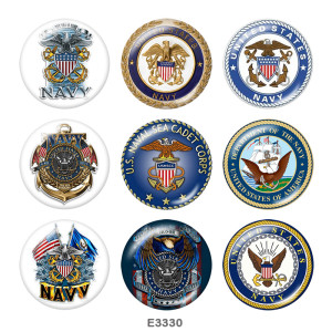 20MM  USA  Navy  Print  glass  snaps buttons Beach Ocean