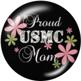 20MM  Usmc  Print  glass  snaps buttons